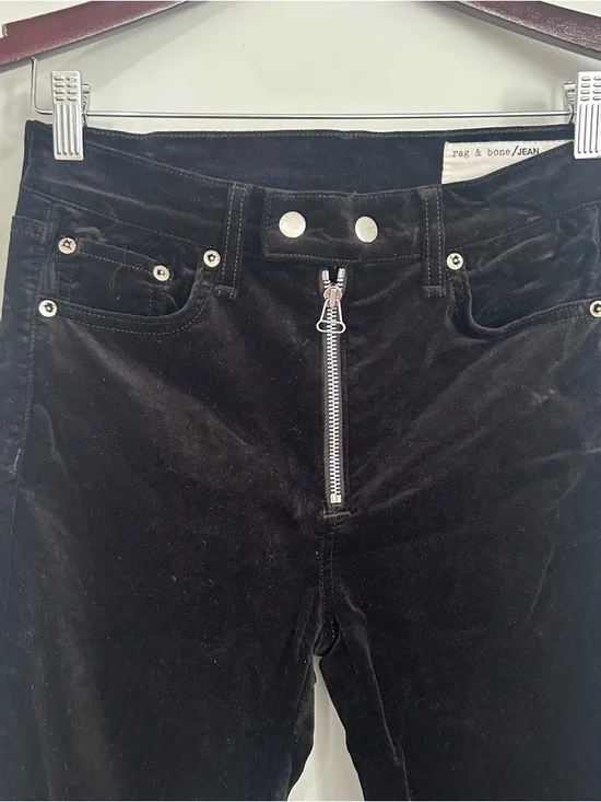 Rag & Bone Black Dojo Velvet Pant 27 - Picture 4 of 16